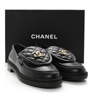 Chanel Lambskin Quilted CC Turnlock Loafers